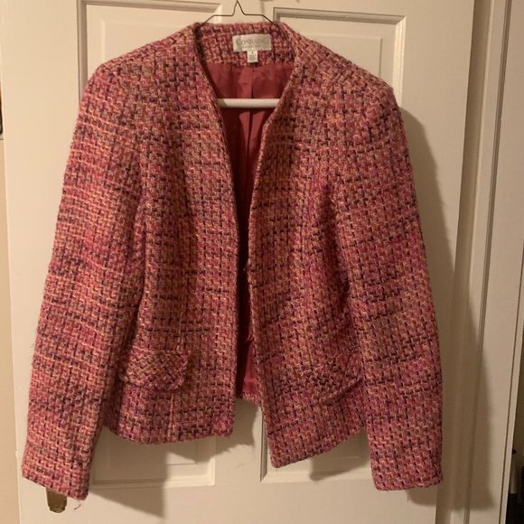 Pink Tweed Vintage Jackie Kennedy Blazer Jacket - Picture 1 of 3